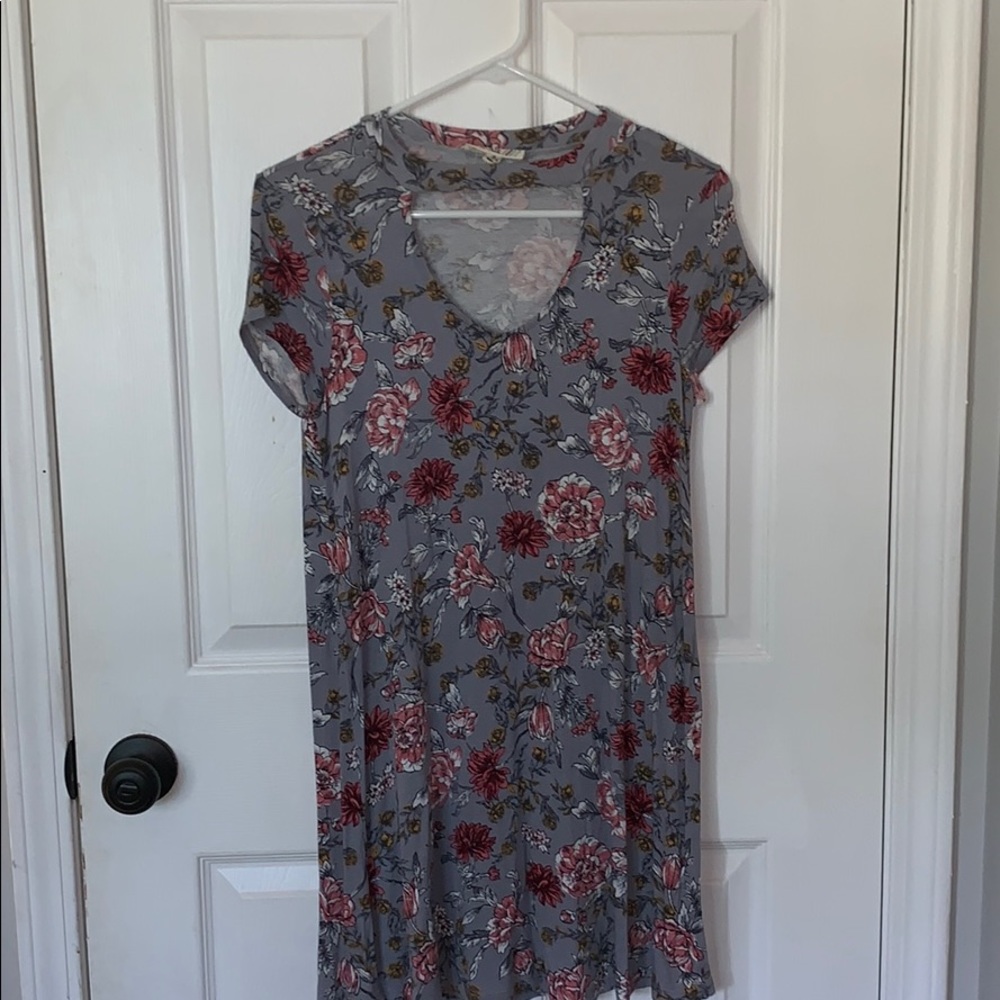 floral t-shirt dress with cutout